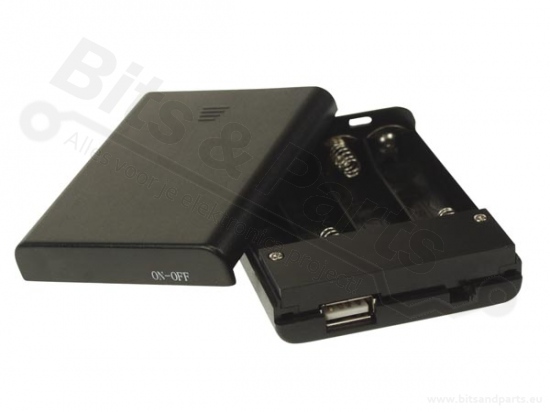 Battery holder AA Penlite x 4 (6V) with switch/USB connector